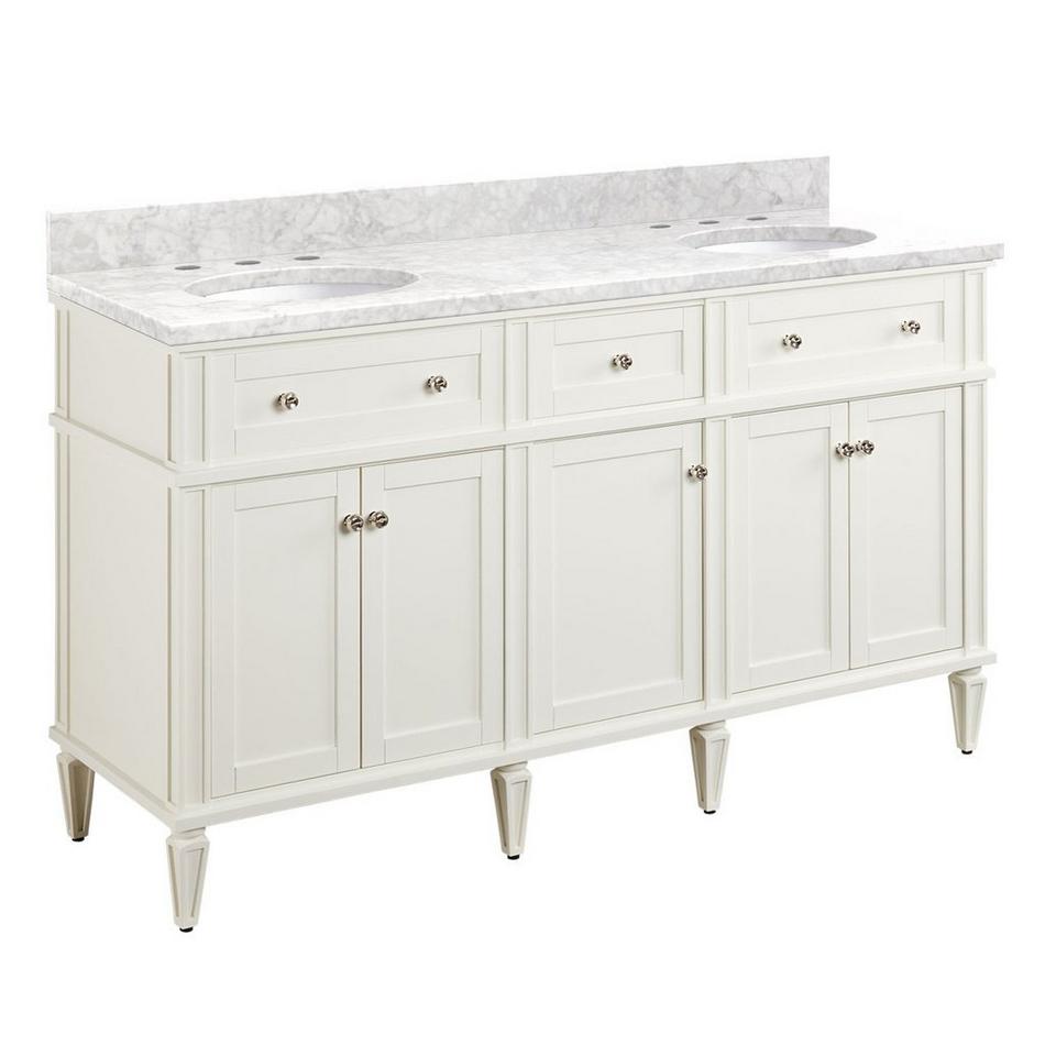 60" Elmdale Double Vanity for Undermount Sinks - White - Carrara Marble 8" - Sinks, , large image number 0