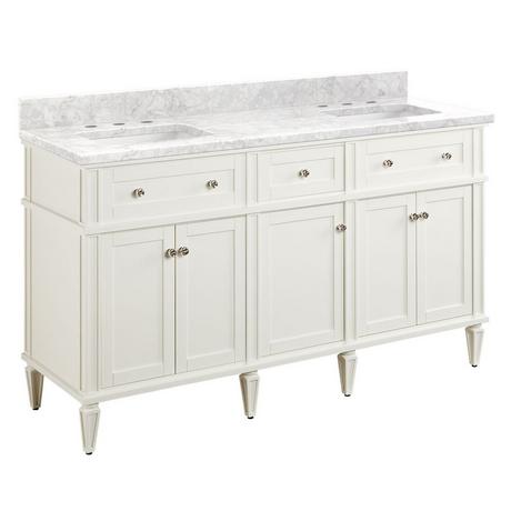 60" Elmdale Double Vanity for Rectangular Undermount Sinks - White