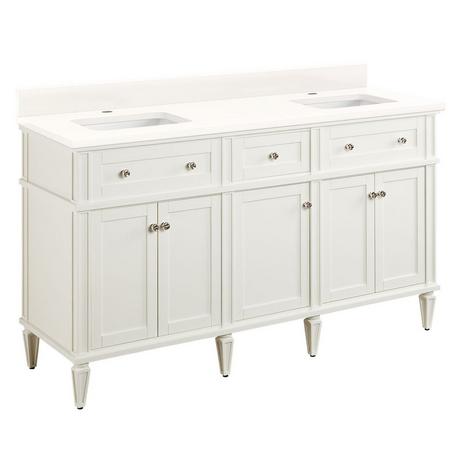60" Elmdale Double Vanity for Rectangular Undermount Sinks - White