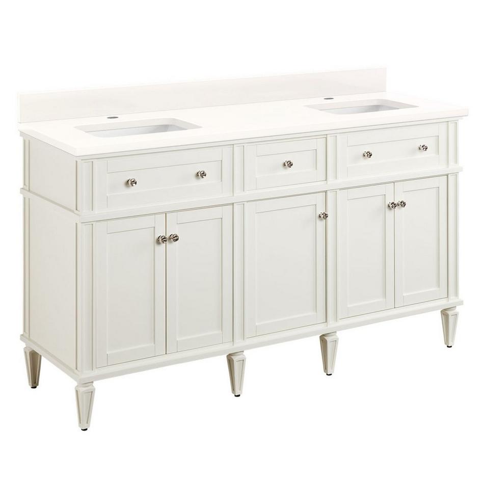 60" Elmdale Double Vanity for Rect Undermnt Sinks - White - Arctic White Single Hole - Sinks, , large image number 0