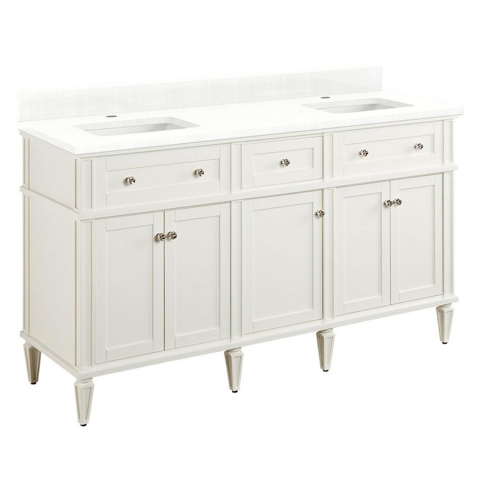 60" Elmdale Double Vanity for Rect Undermnt Sinks - White - Feathered White Single Hole - Sinks, , large image number 0