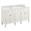 60" Elmdale Double Vanity for Rect Undermnt Sinks - White - Carrara Marble Single Hole - Sinks, , large image number 0