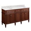 60" Elmdale Double Vanity for Undermount Sinks - Antique Brown - Carrara Marble 8" - White Sinks, , large image number 0