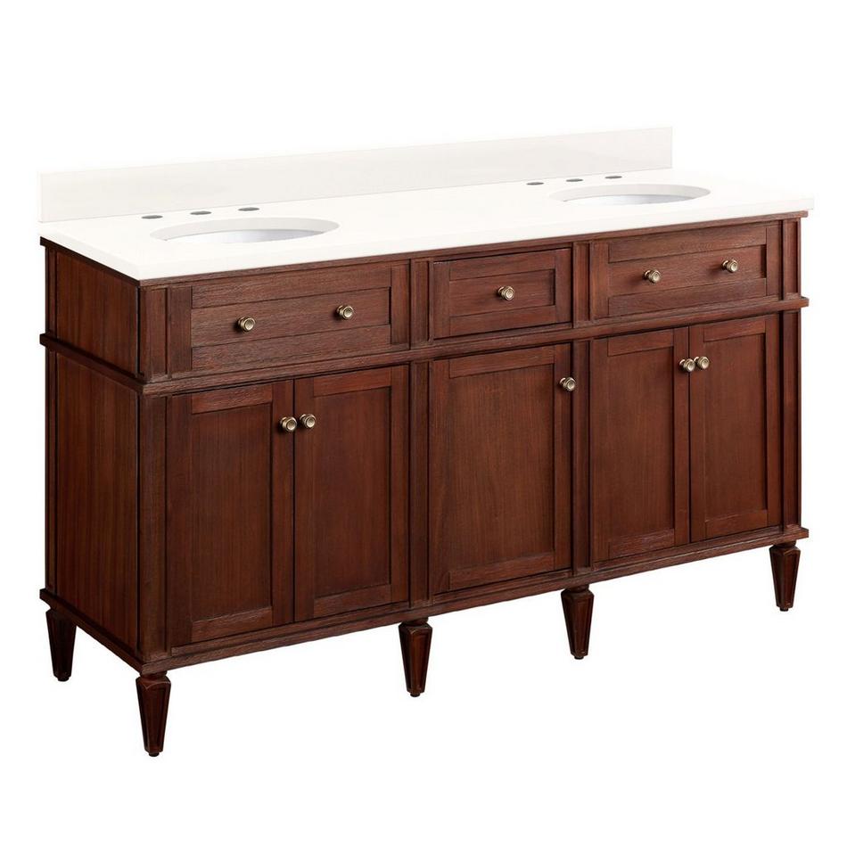 60" Elmdale Double Vanity for Undermount Sinks - Antique Brown - Arctic White 8" - White Sinks, , large image number 0