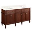60" Elmdale Double Vanity for Rectangular Undermount Sinks-Antique Brown-Feathered Wh 8"-Wh Sinks, , large image number 0