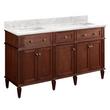60" Elmdale Double Vanity for Rectangular Undermount Sinks-Ant Brn-Carrara  Single Hole-Wh Sinks, , large image number 0