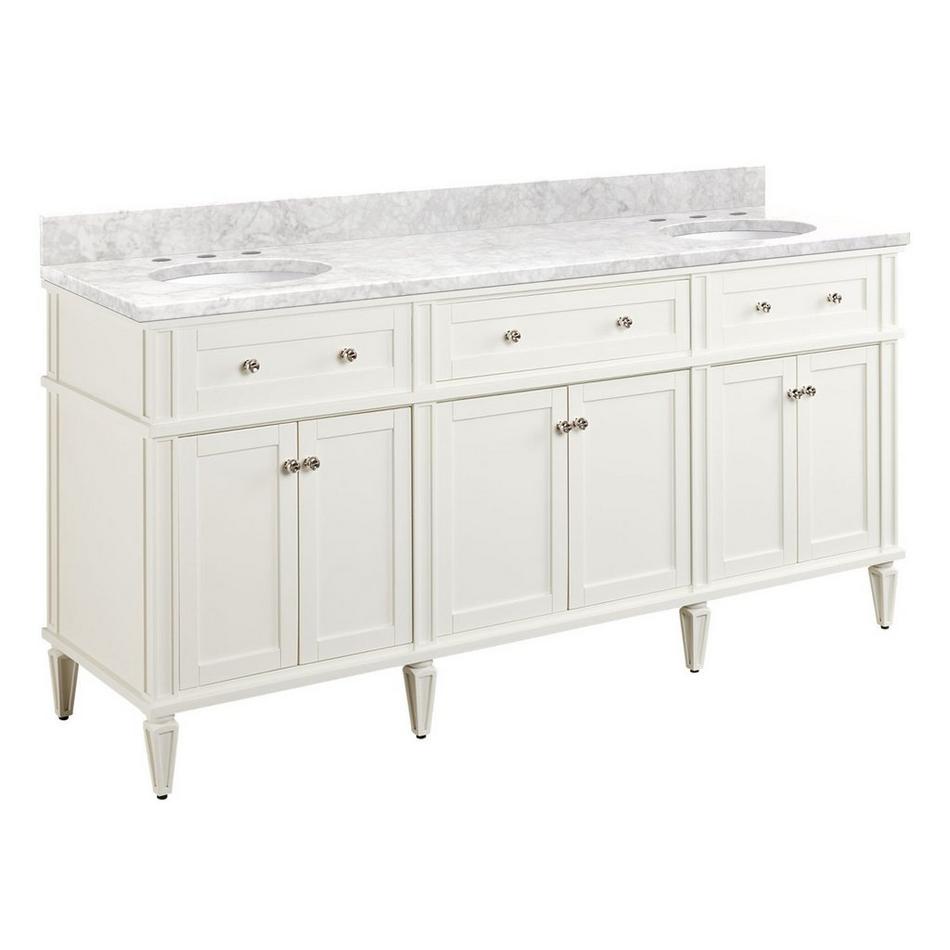 72" Elmdale Double Vanity for Undermount Sinks - White - Carrara Marble 8" - Sinks, , large image number 0