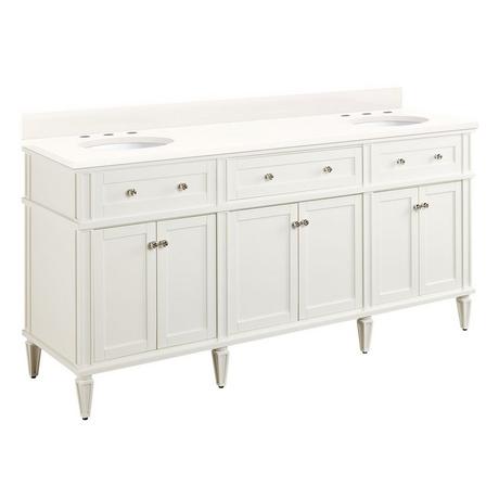 72" Elmdale Double Vanity for Undermount Sinks - White