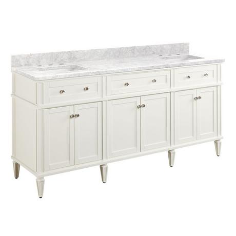 72" Elmdale Double Vanity for Rectangular Undermount Sinks - White