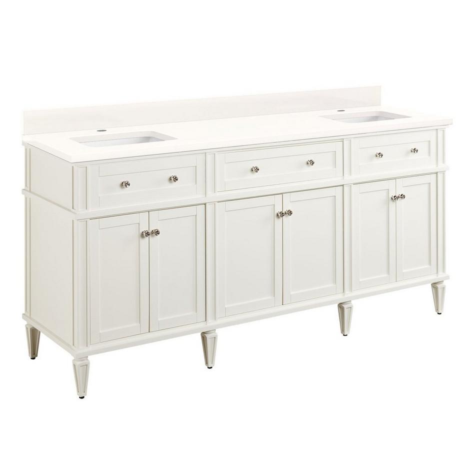 72" Elmdale Double Vanity for Rect Undermnt Sinks - White - Arctic White Single Hole - Sinks, , large image number 0