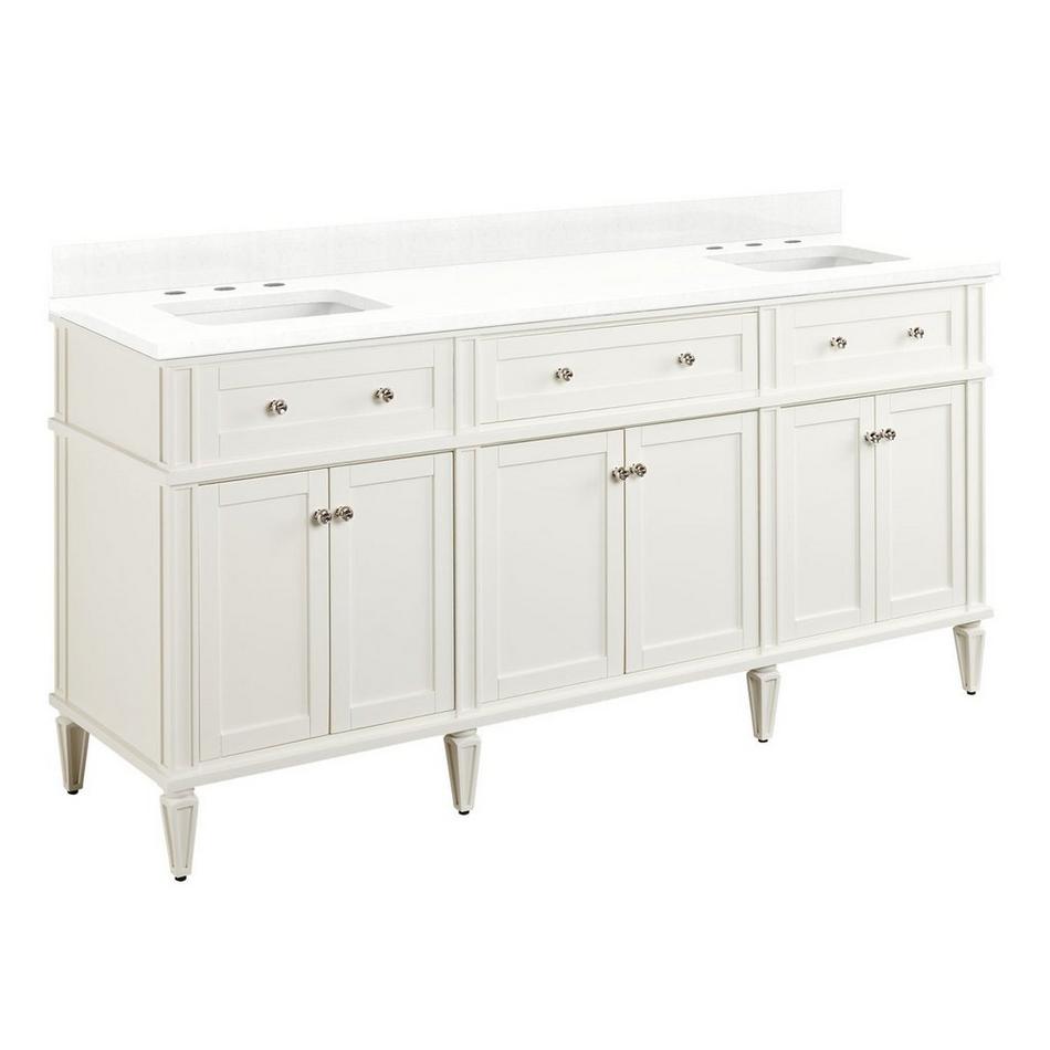 72" Elmdale Double Vanity for Rect Undermnt Sinks - White - Feathered White 8" - Sinks, , large image number 0