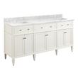 72" Elmdale Double Vanity for Rect Undermnt Sinks - White - Carrara Marble Single Hole - Sinks, , large image number 0