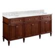 72" Elmdale Double Vanity for Undermount Sinks - Antique Brown - Carrara Marble 8" - White Sinks, , large image number 0