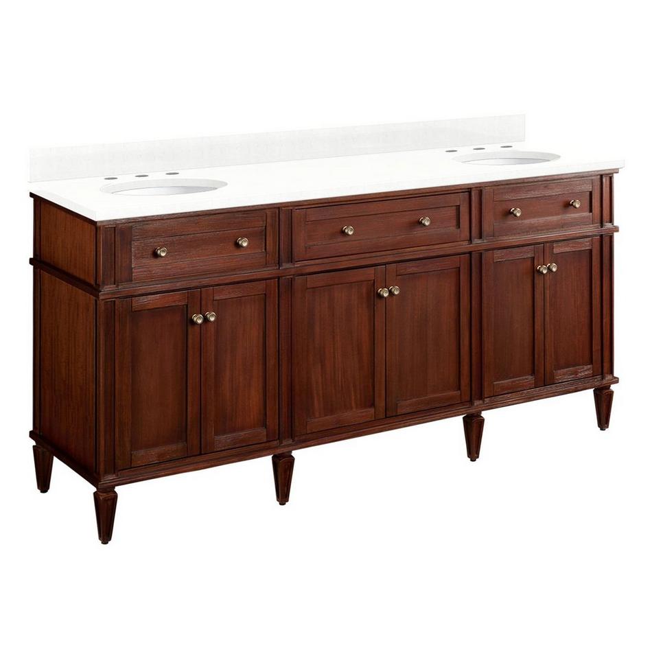 72" Elmdale Double Vanity for Undermount Sinks - Antique Brown - Feathered White 8" - White Sinks, , large image number 0