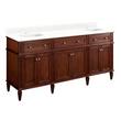 72" Elmdale Double Vanity for Rect Undermount Sinks-Antique Brown-Feathered Wh 1 Hole-Wh Sinks, , large image number 0