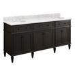 72" Elmdale Double Vanity for Undermount Sinks - Charcoal Black - Carrara Marble 8" - White Sinks, , large image number 0
