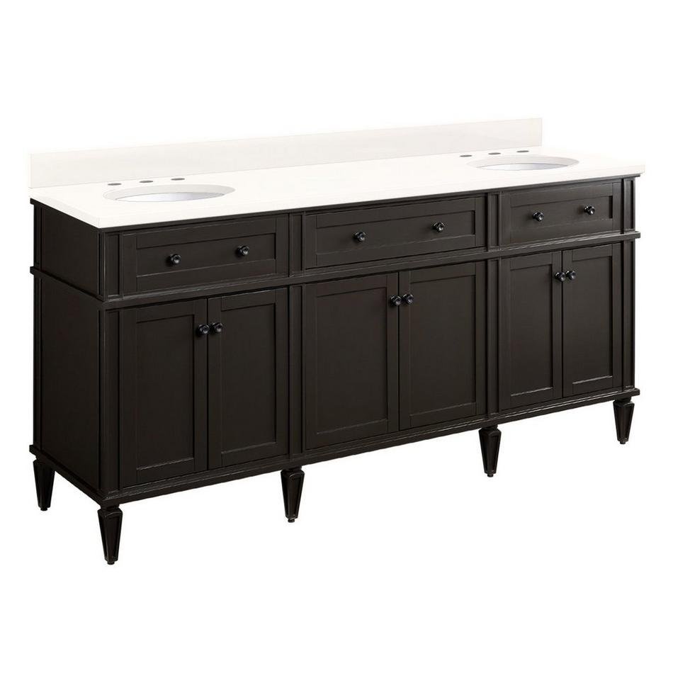 72" Elmdale Double Vanity for Undermount Sinks - Charcoal Black - Arctic White 8" - White Sinks, , large image number 0