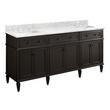 72" Elmdale Double Vanity for Rect Undmnt Sinks-Charcoal Black-Carrara Marble 8"-Wh Sinks, , large image number 0