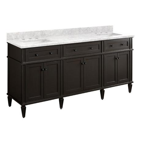 72" Elmdale Double Vanity for Rectangular Undermount Sinks - Charcoal Black