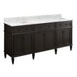 72" Elmdale Double Vanity for Rect Undmnt Sinks-Charcoal Black-Carrara Marble Single Hole-Wh Sinks, , large image number 0
