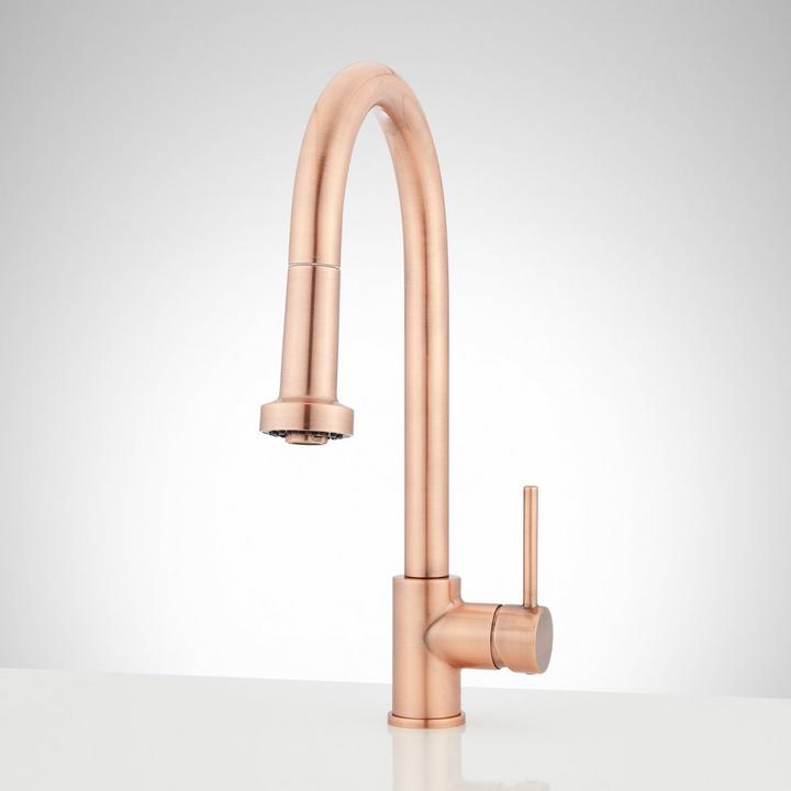 Ridgeway Pull-Down Kitchen Faucet in Satin Copper for copper kitchen accessories