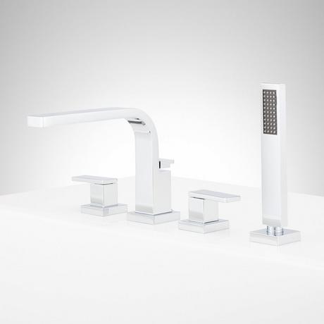 Hibiscus 4-Hole Roman Tub Faucet and Hand Shower