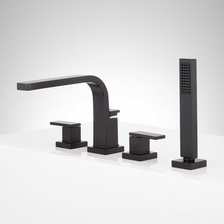 Hibiscus 4-Hole Roman Tub Faucet and Hand Shower