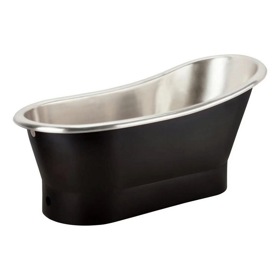 70" Thaine Antique Black Copper Slipper Pedestal Tub - Nickel Interior, , large image number 1