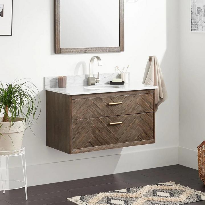 36" Frey Wall-Mount Vanity for Undermount Sink in Gray Wash for modern interior design