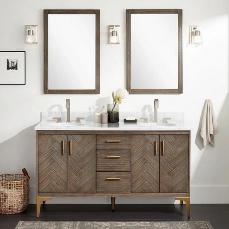 60" Frey Double Vanity for Undermount Sinks - Gray Wash