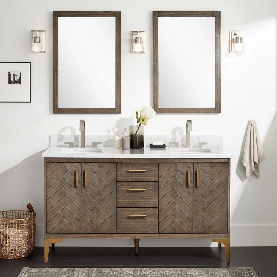 60" Frey Double Vanity for Rectangular Undermount Sinks - Gray Wash, , large image number 0