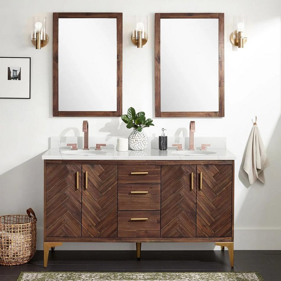 60" Frey Double Vanity for Undermount Sinks - Russet Brown, , large image number 0