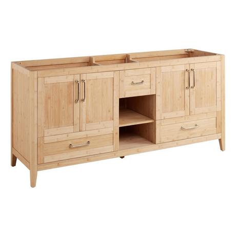 72" Burfield Bamboo Double Vanity - Natural Bamboo - Vanity Cabinet Only