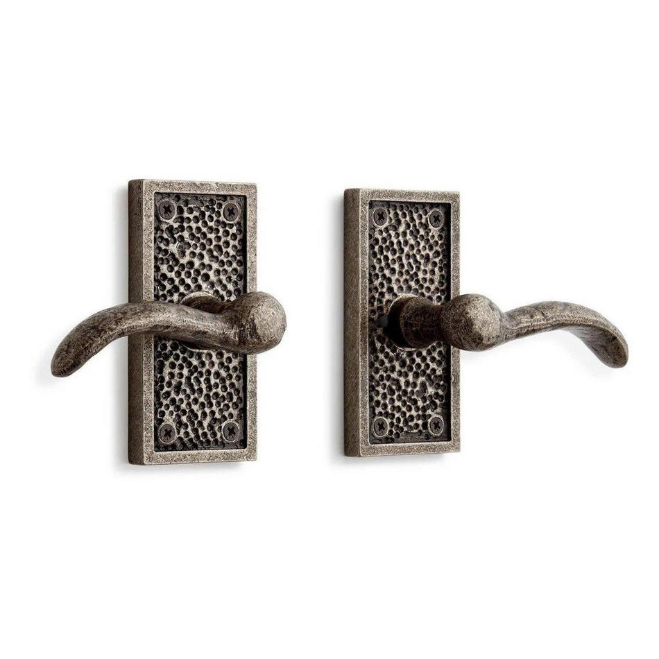 Traeger Bronze Privacy Interior Door Set - Lever Handle 2-3/4" Backset - Right Hand - Antique Pewter, , large image number 0