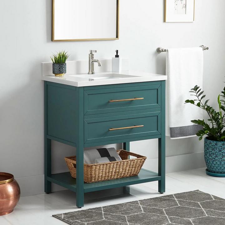 30" Robertson Console Vanity for Vessel Sink in Everglade Green