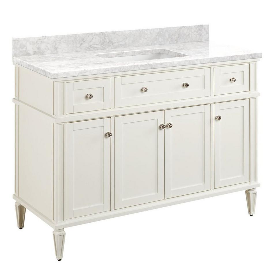 48" Elmdale Vanity for Rect Undermnt Sink - White - Carrara Marble No Hole - Sink, , large image number 0
