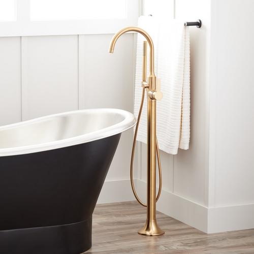 Lentz Freestanding Tub Faucet in Brushed Gold
