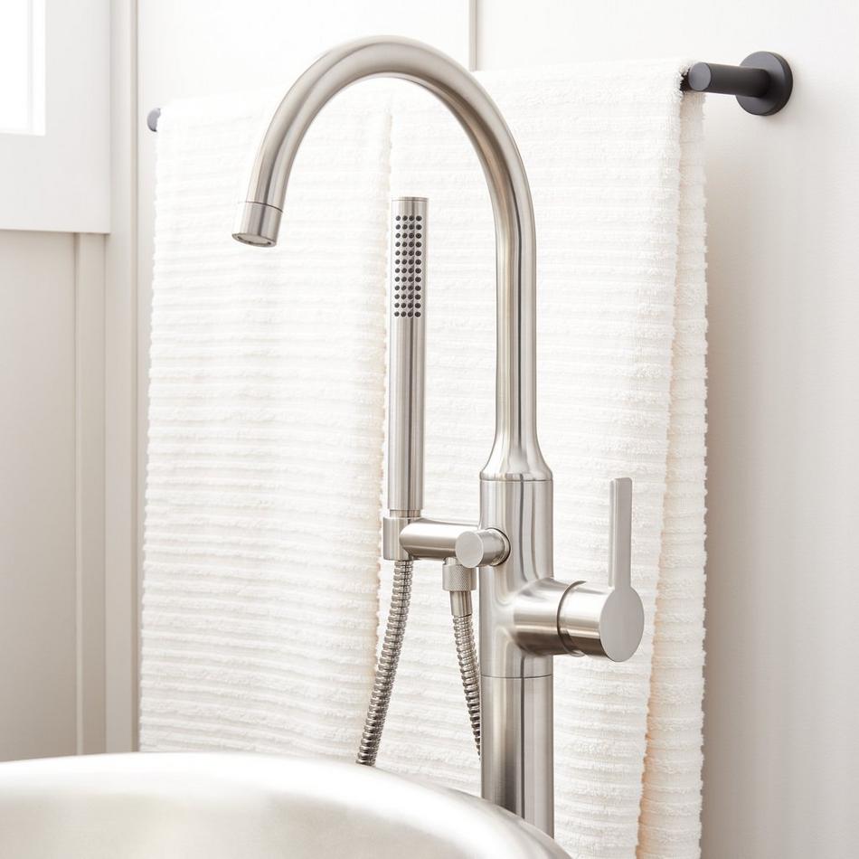 Lentz Freestanding Tub Faucet with Rough-In Valve with Stops - Lever Handle - Brushed Nickel, , large image number 1