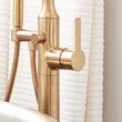 Lentz Freestanding Tub Faucet with Rough-In Valve with Stops - Lever Handle - Brushed Gold, , large image number 4