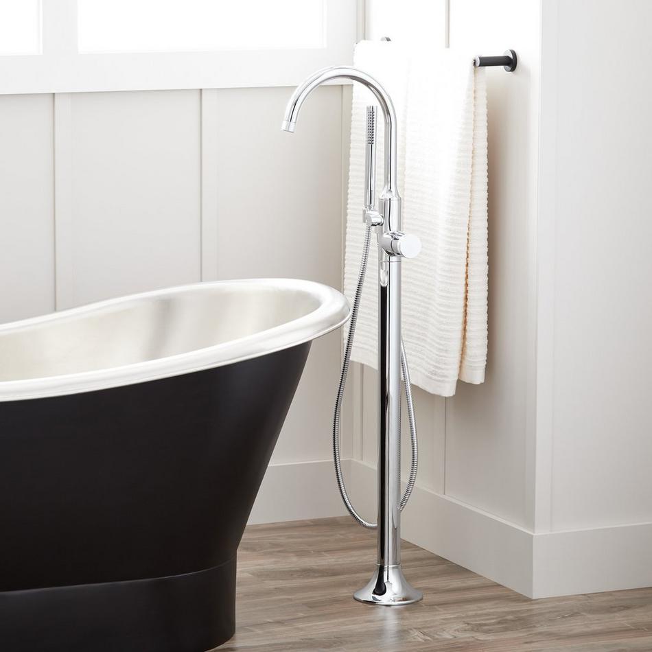 Lentz Freestanding Tub Faucet with Rough-In Valve with Stops - Knob Handle - Chrome, , large image number 0