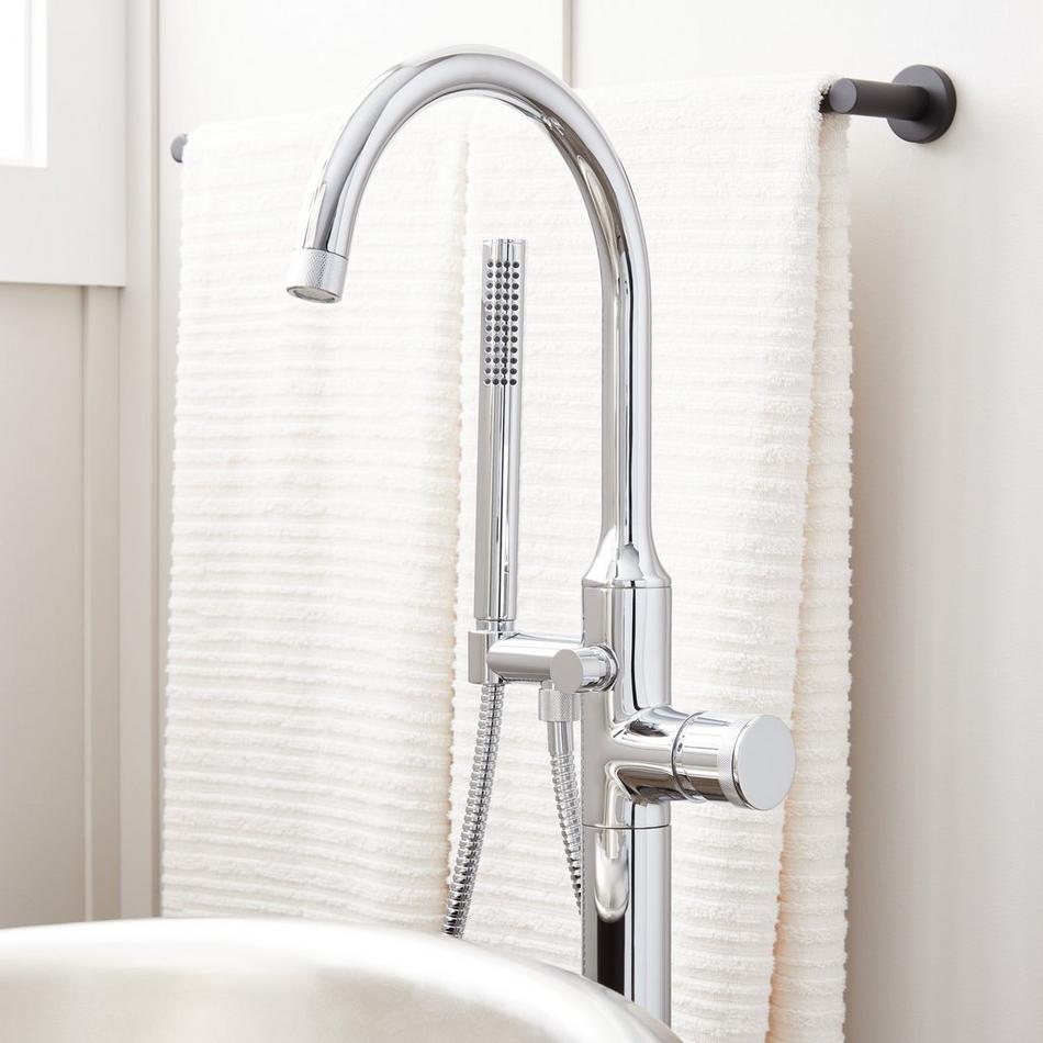 Lentz Freestanding Tub Faucet with Rough-In Valve with Stops - Knob Handle - Chrome, , large image number 1