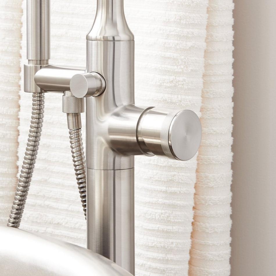 Lentz Freestanding Tub Faucet with Rough-In Valve with Stops - Knob Handle - Brushed Nickel, , large image number 4