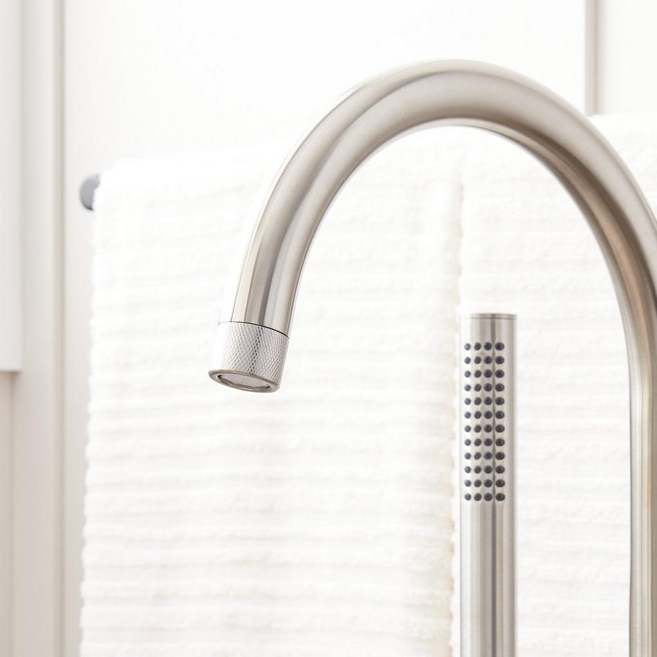 Lentz Freestanding Tub Faucet with Rough-In Valve with Stops - Knob Handle - Brushed Nickel, , large image number 2
