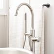 Lentz Freestanding Tub Faucet with Rough-In Valve with Stops - Knob Handle - Brushed Nickel, , large image number 1