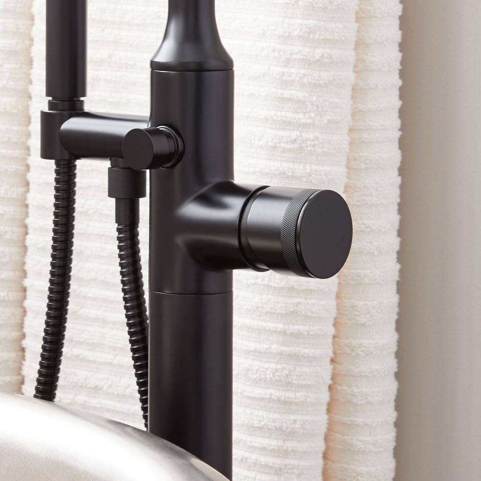 Lentz Freestanding Tub Faucet with Rough-In Valve with Stops - Knob Handle - Matte Black, , large image number 4