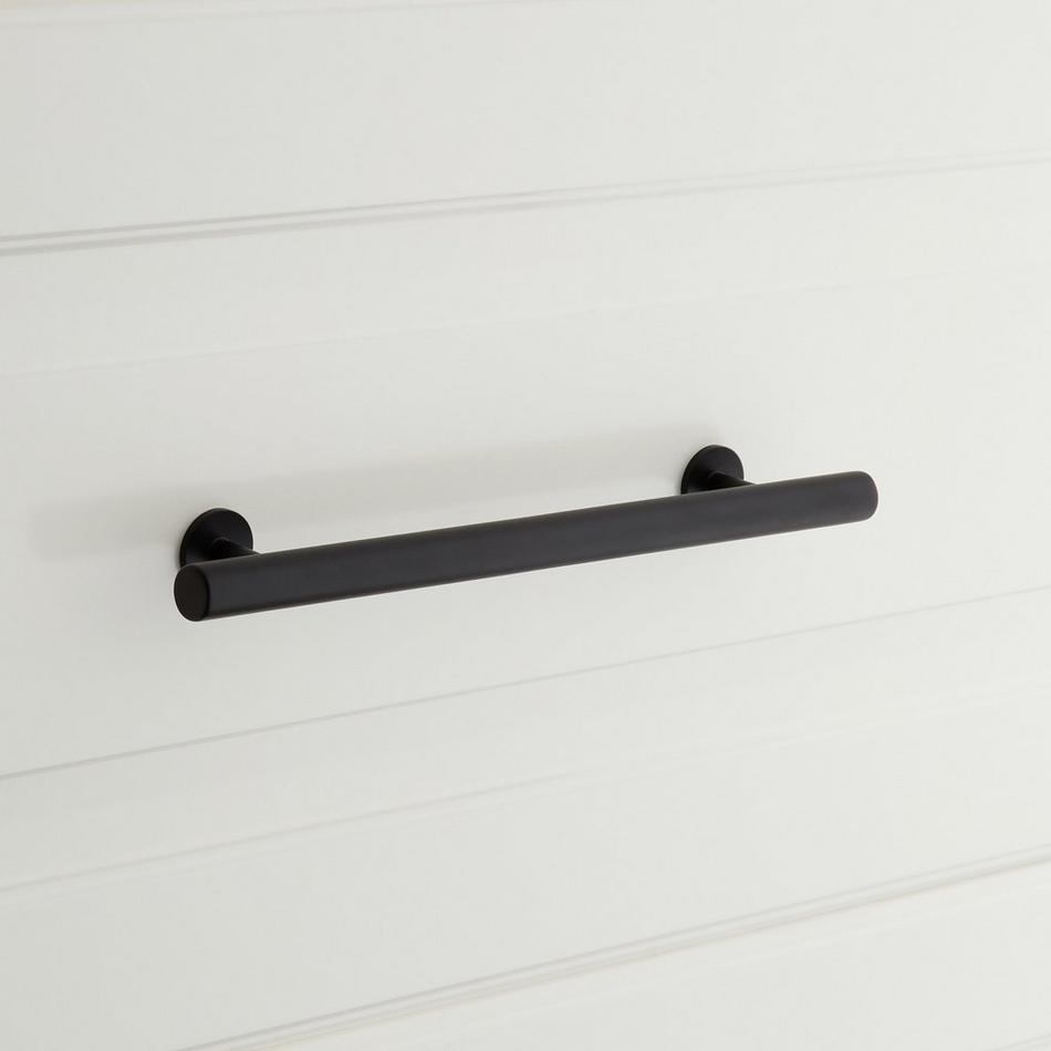 6" Diehl Adjustable Round Brass Drawer Pull - Satin Black, , large image number 0