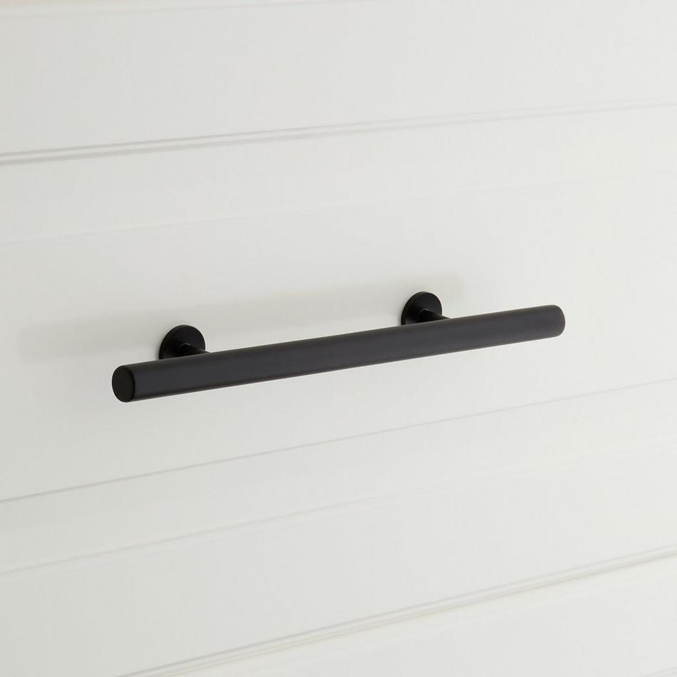 6" Diehl Adjustable Round Brass Drawer Pull - Satin Black, , large image number 1
