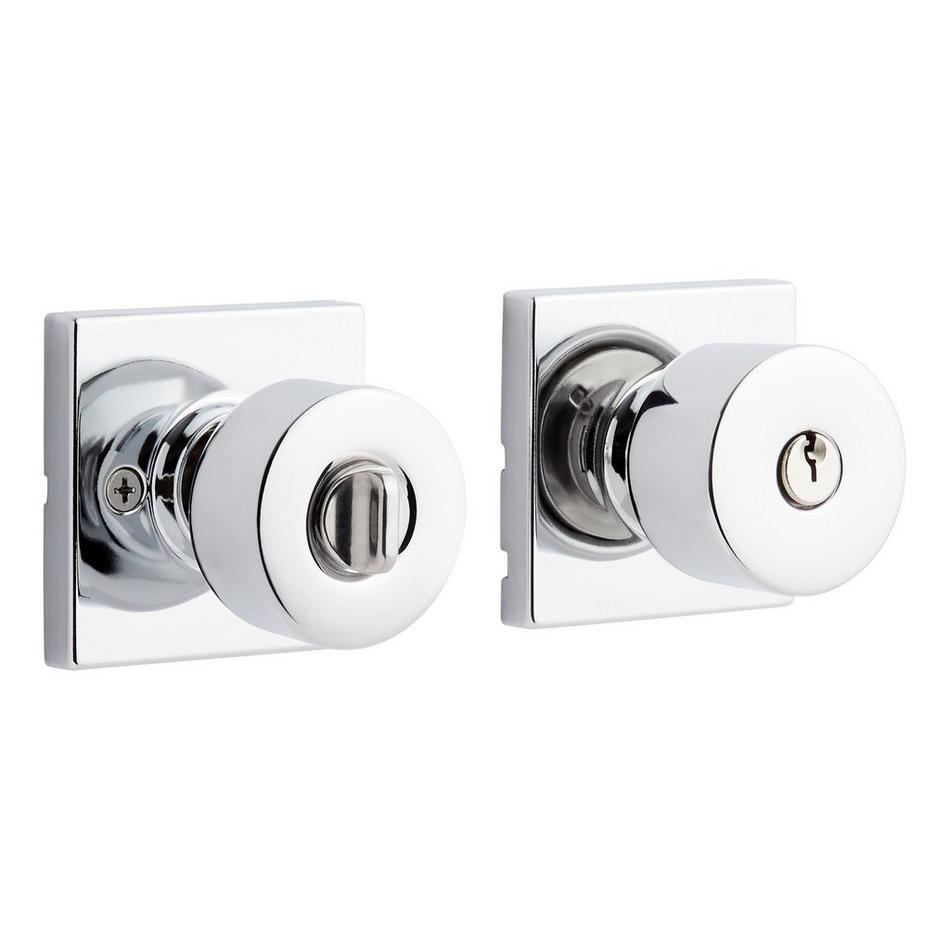 Adriot Entrance Set - Square Rosette - Knob Handle - Chrome, , large image number 0
