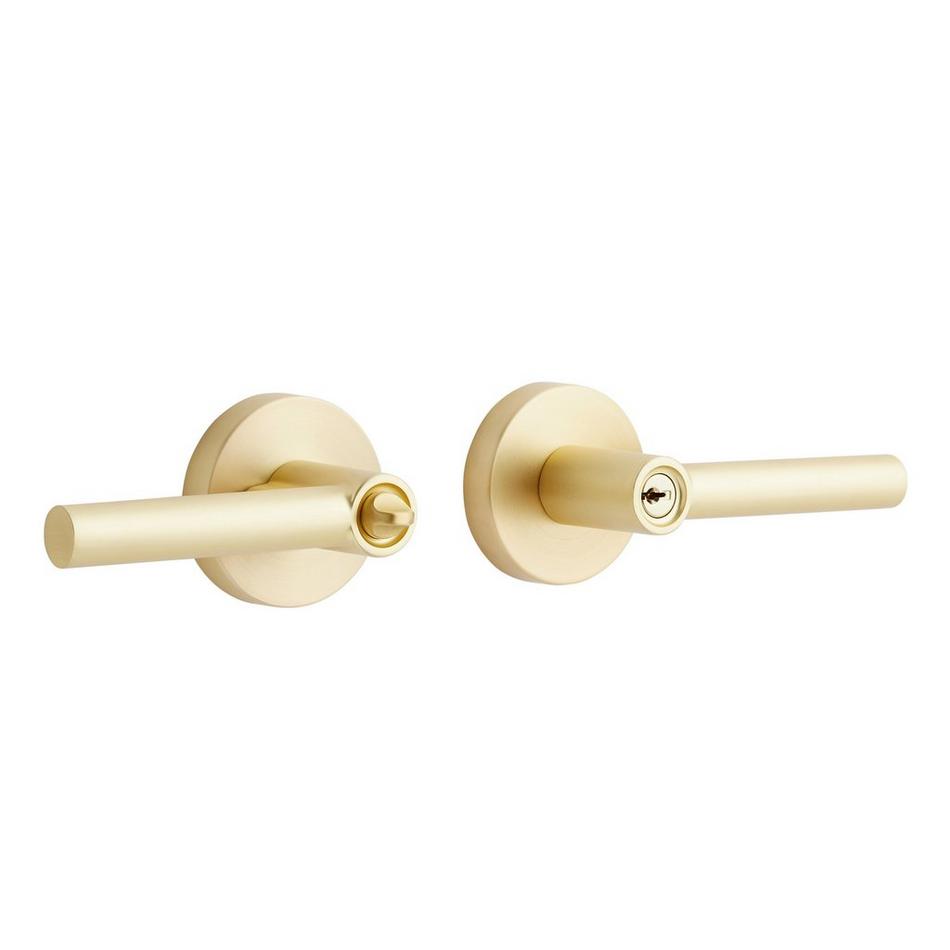 Ewing Entrance Set - Round Rosette - Round Rod Lever Handle - Satin Brass, , large image number 0