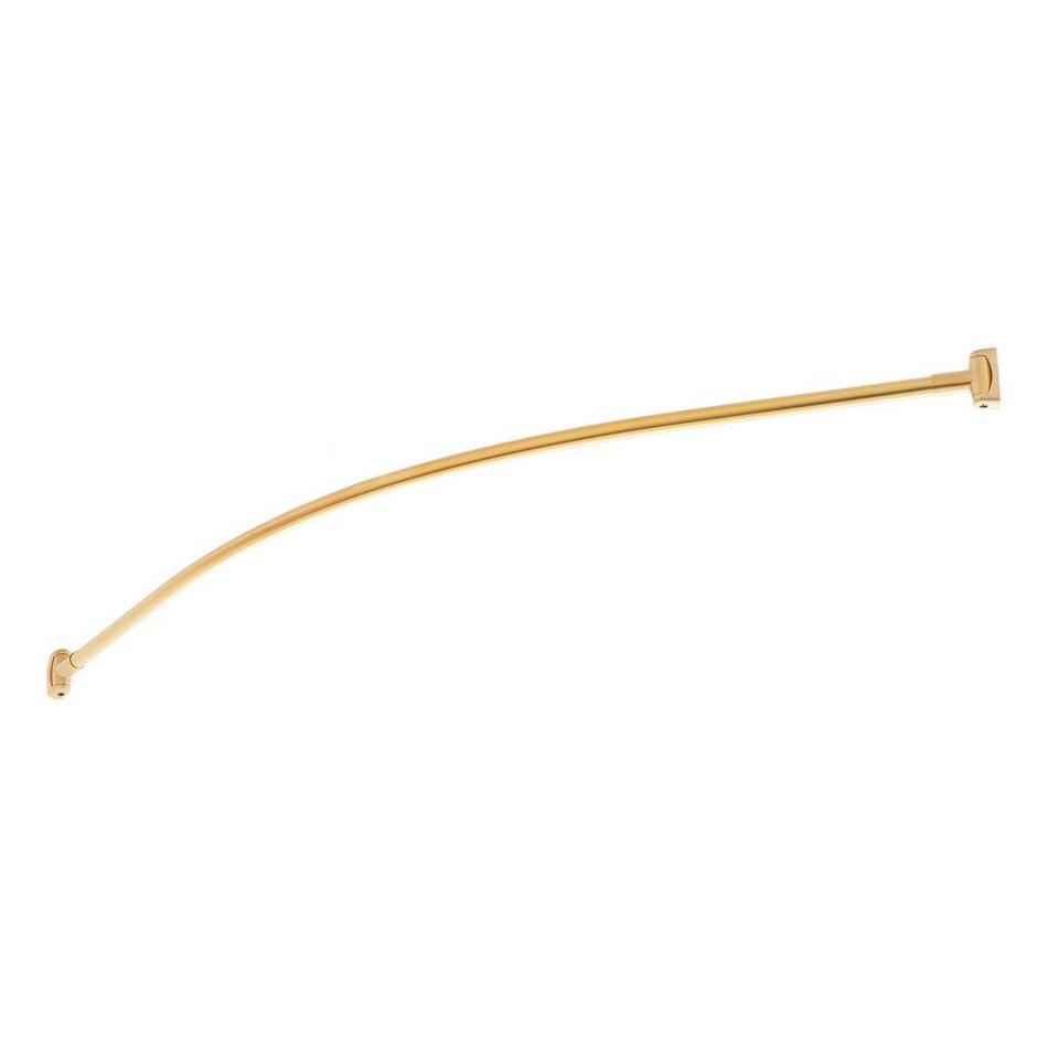 60" Curved Solid Brass Shower Rod - Brushed Gold, , large image number 1